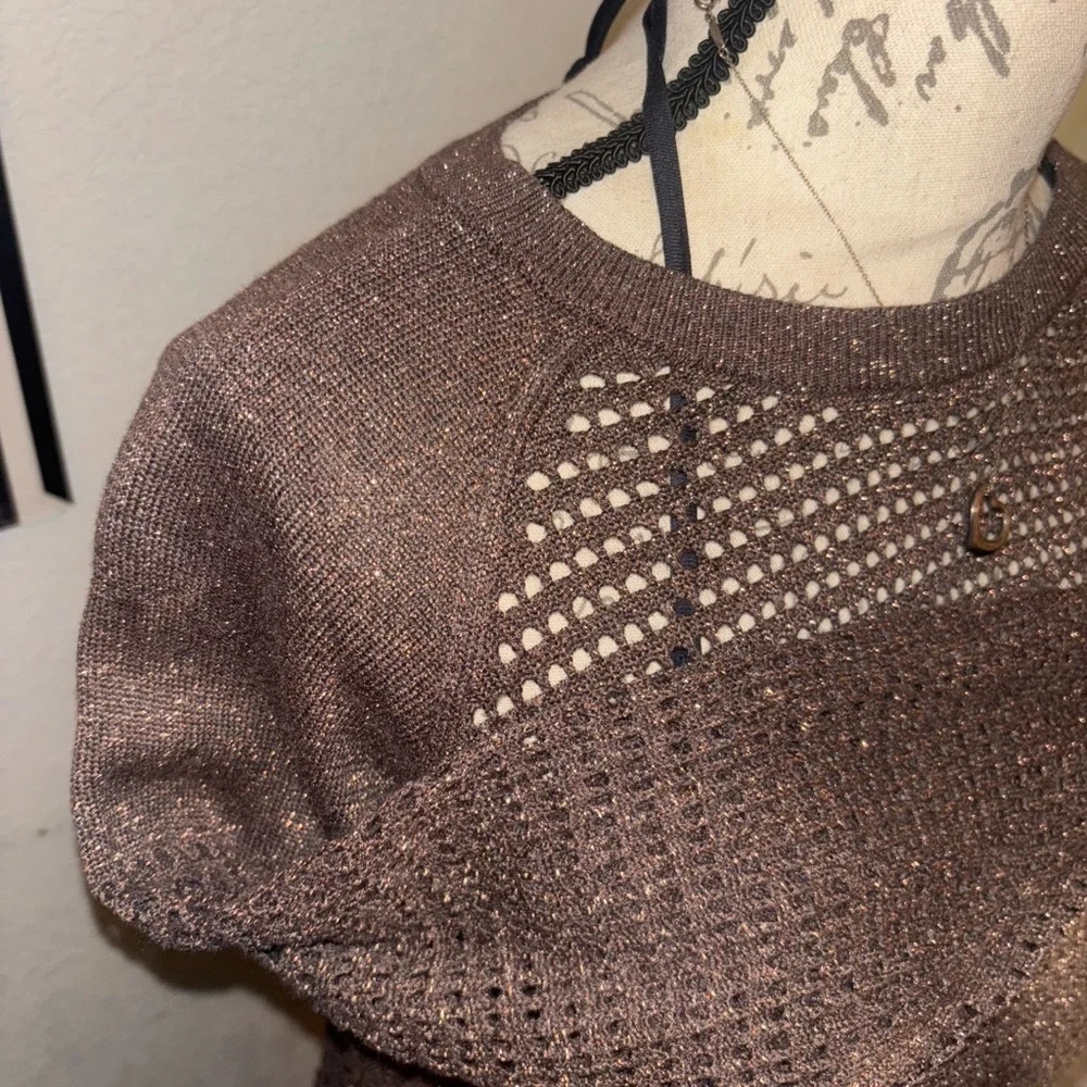 Express Brown Open-Weave Scoop Neck Sweater - Picture 5 of 6